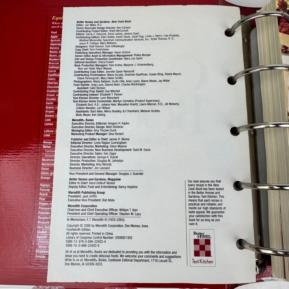 2006 Better Homes Gardens New Cook Book Binder 14th Edition‎ Recipes Hardcover